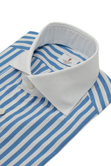 Camicia Popeline con colletto bianco a righe azzurre