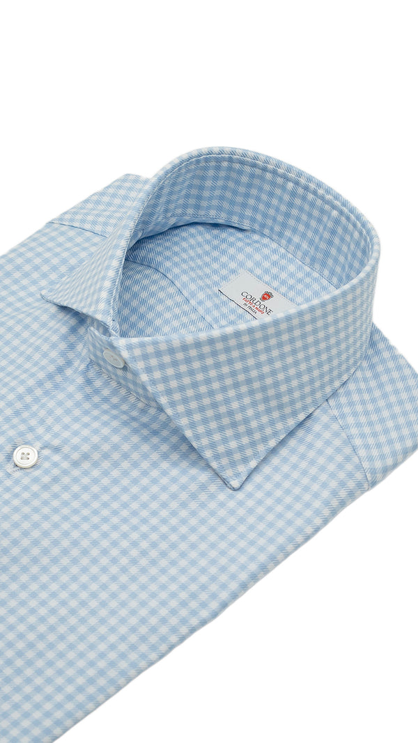 Easy Iron Check Twill Shirt Azure