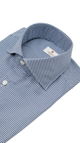 Easy Iron Pied-De-Poule Twill Shirt Blue