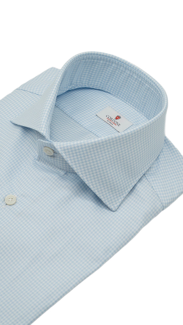Easy Iron Pied-De-Poule Twill Shirt Azure