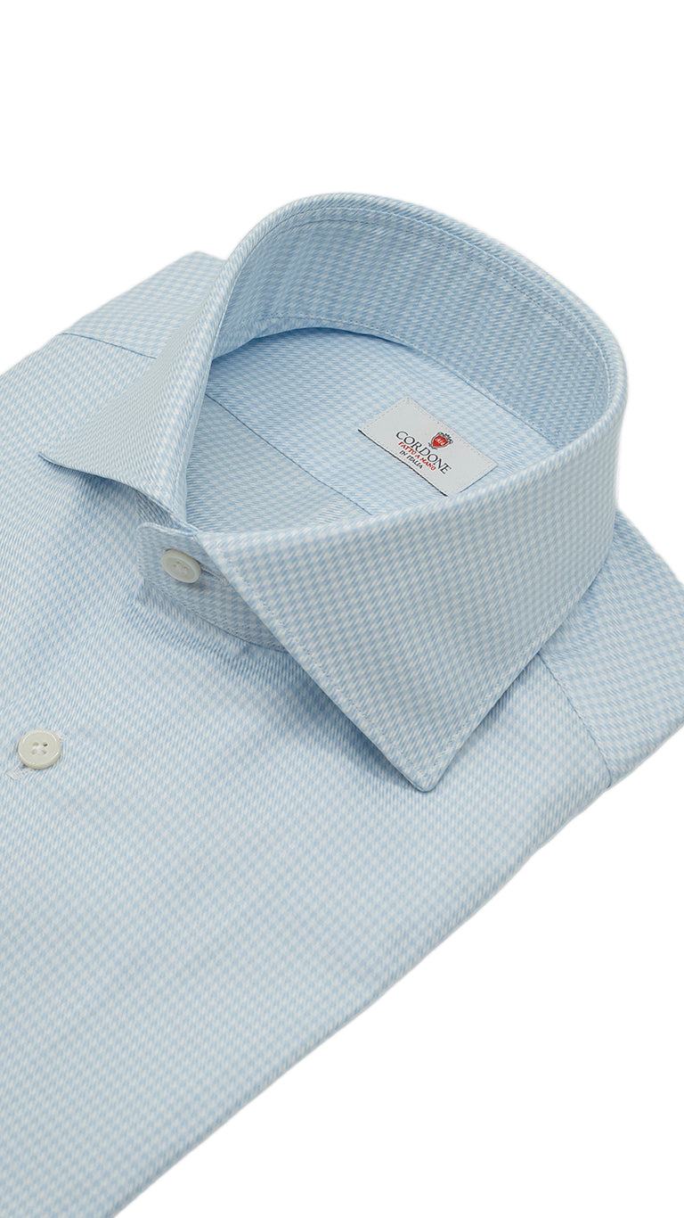 Camicia Pied-De-Poule azzurra in twill Facile Stiro