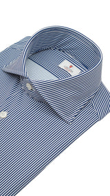 Striped Blue No Iron Techincal Fabrics Shirt