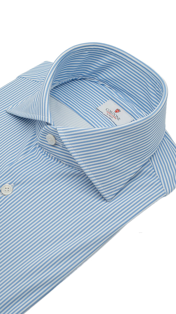 Striped Azure No Iron Techincal Fabrics Shirt
