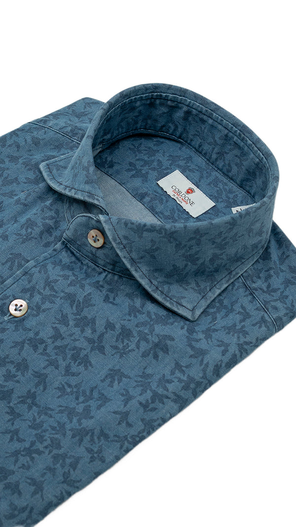 Damask Light Blue Denim Shirt
