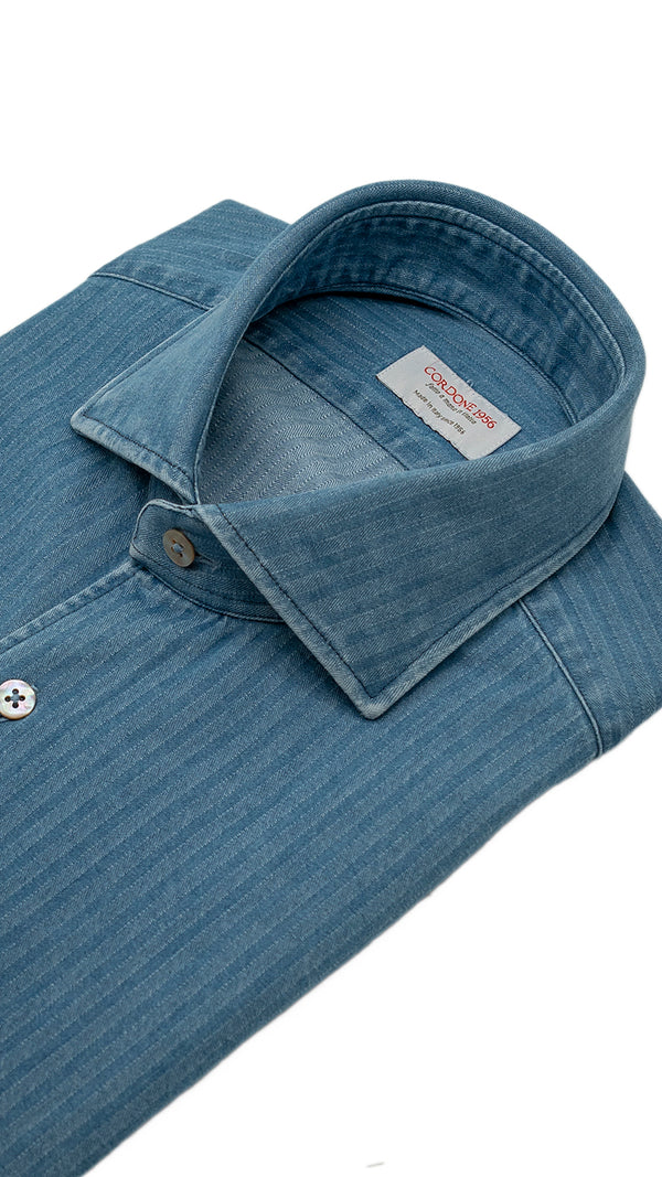 Embossed Denim Light Blue Shirt