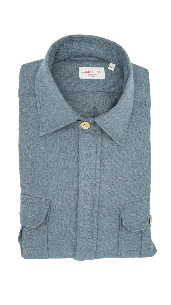 Safari Flannel Overshirt Azure