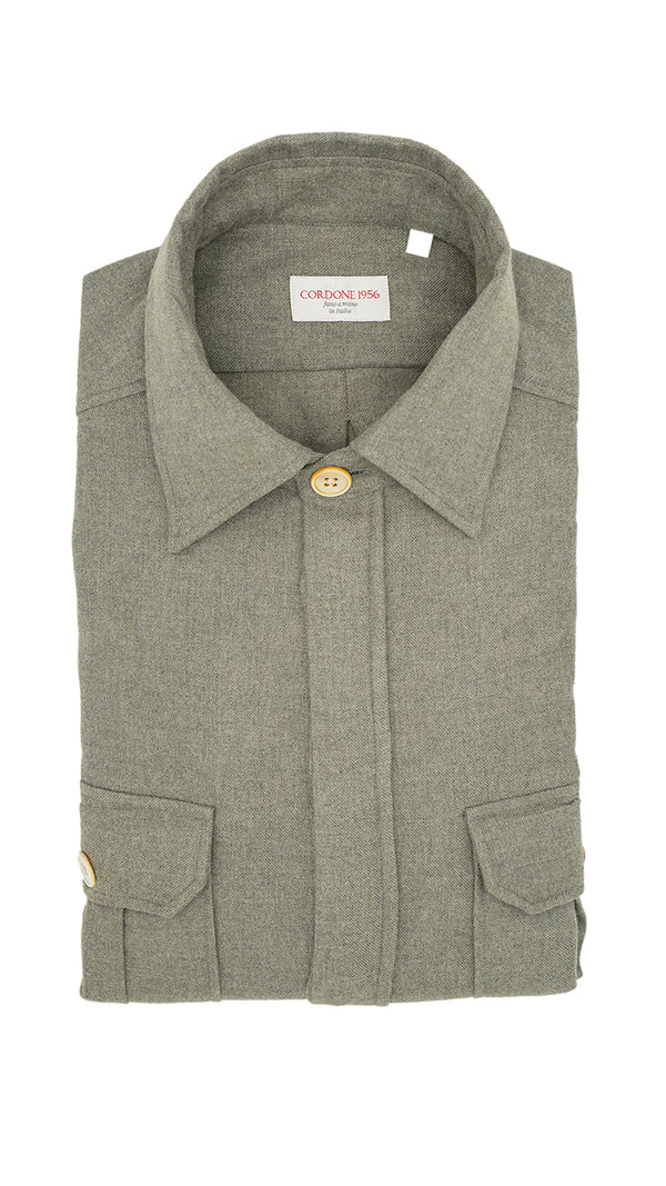 Safari Flannel Overshirt Military Green