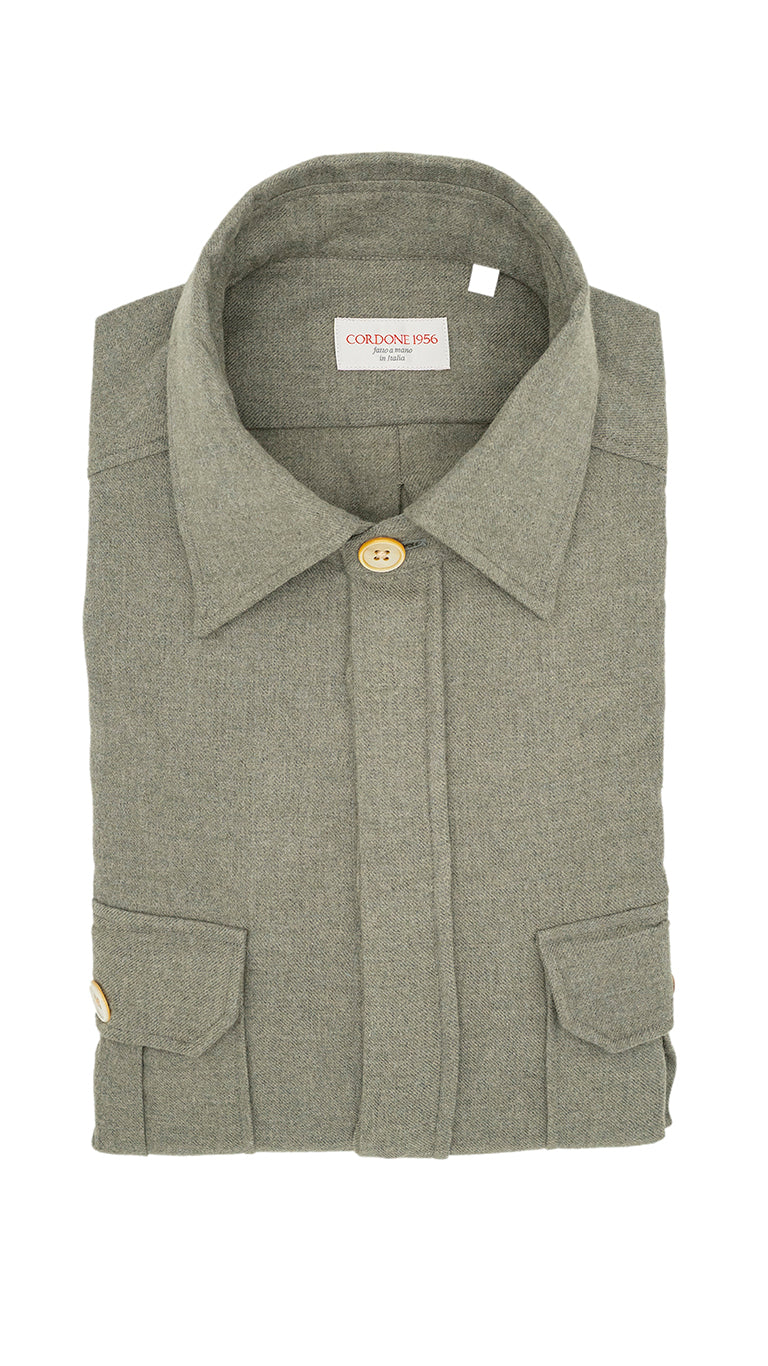 Safari Flannel Overshirt Military Green
