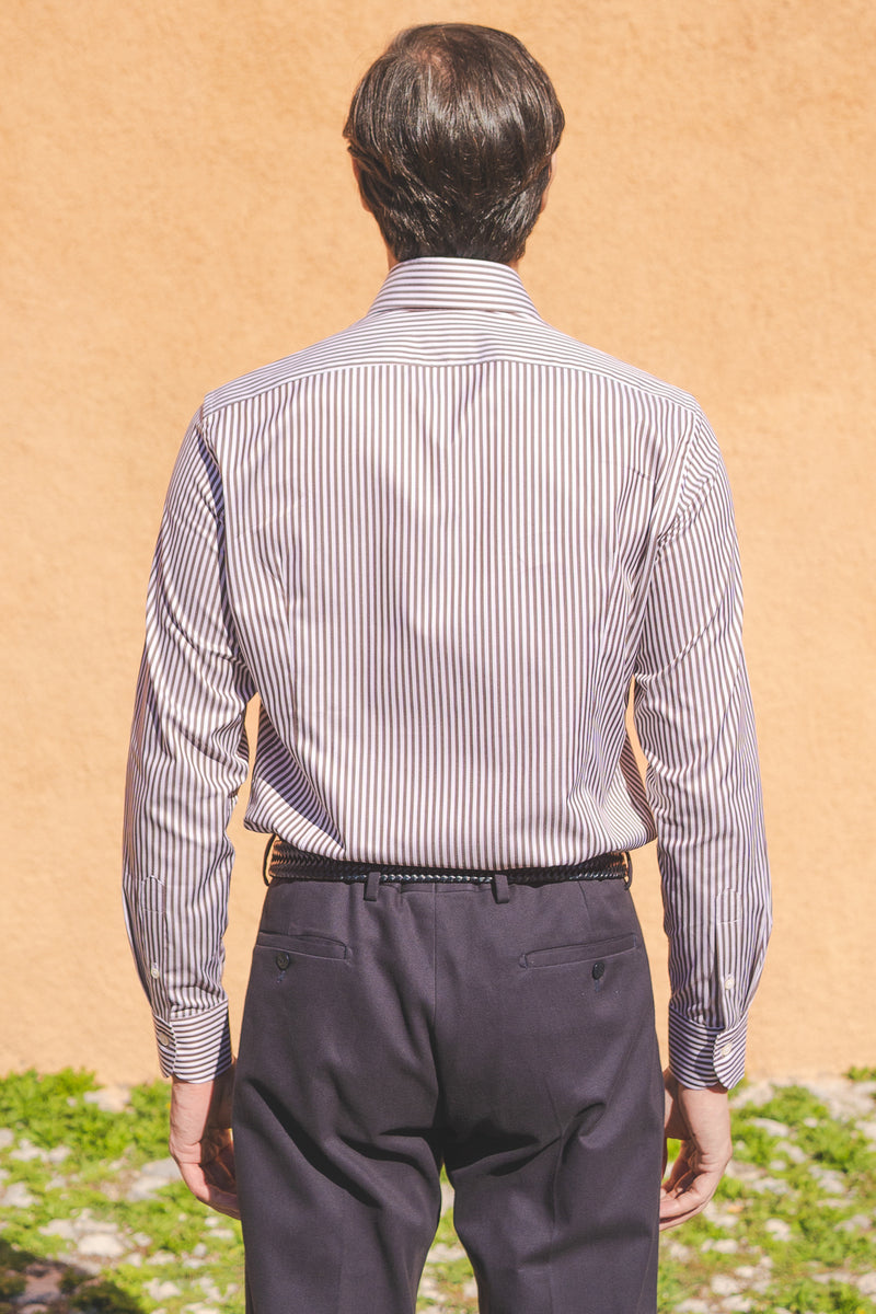 Striped Twill Shirt Brown