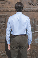 Camicia a quadri azzurra in twill Facile Stiro