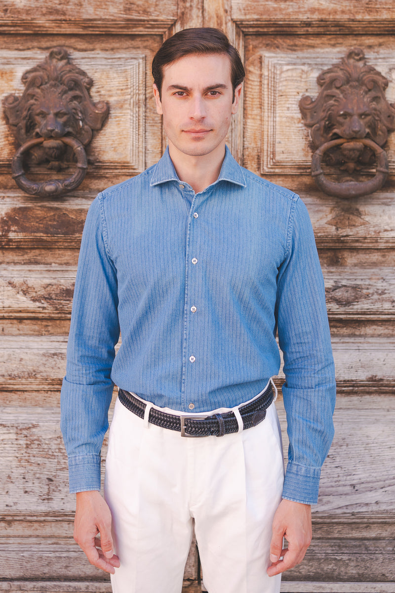 Embossed Denim Light Blue Shirt
