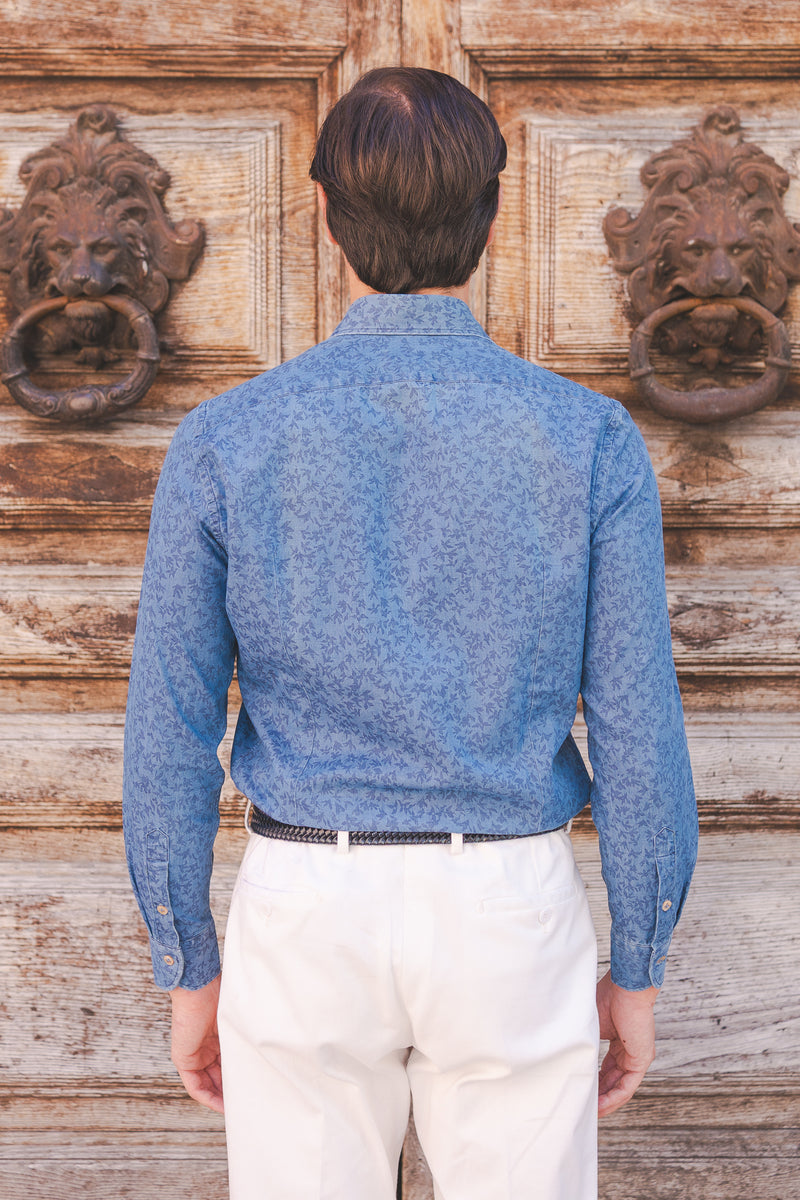 Damask Light Blue Denim Shirt