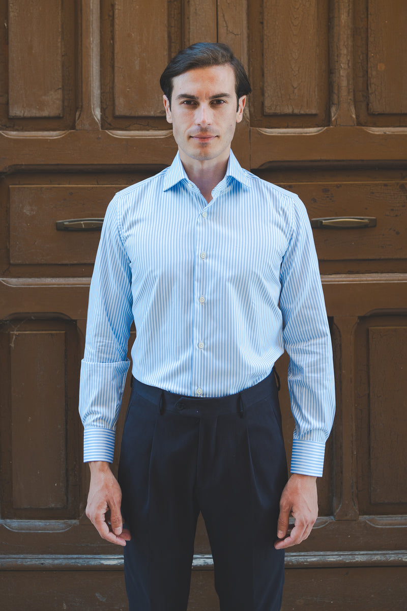 Striped Twill Shirt Azure