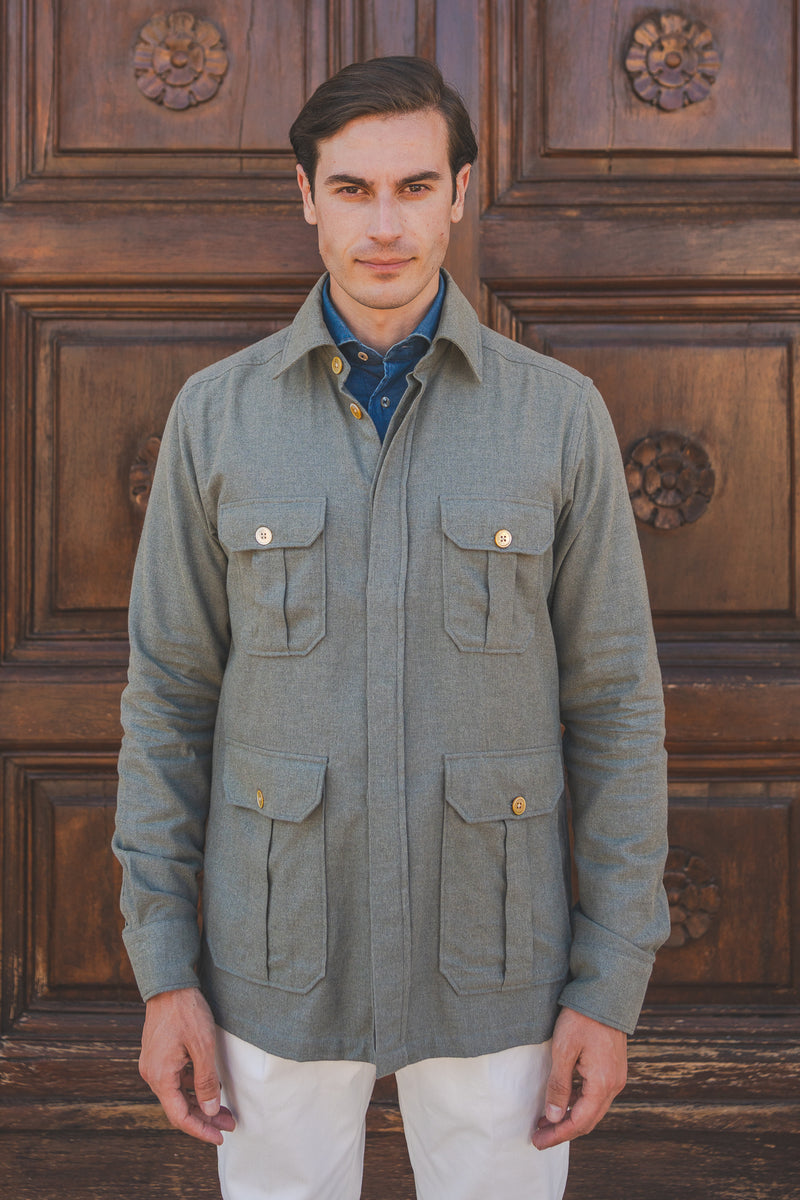 Safari Flannel Overshirt Military Green