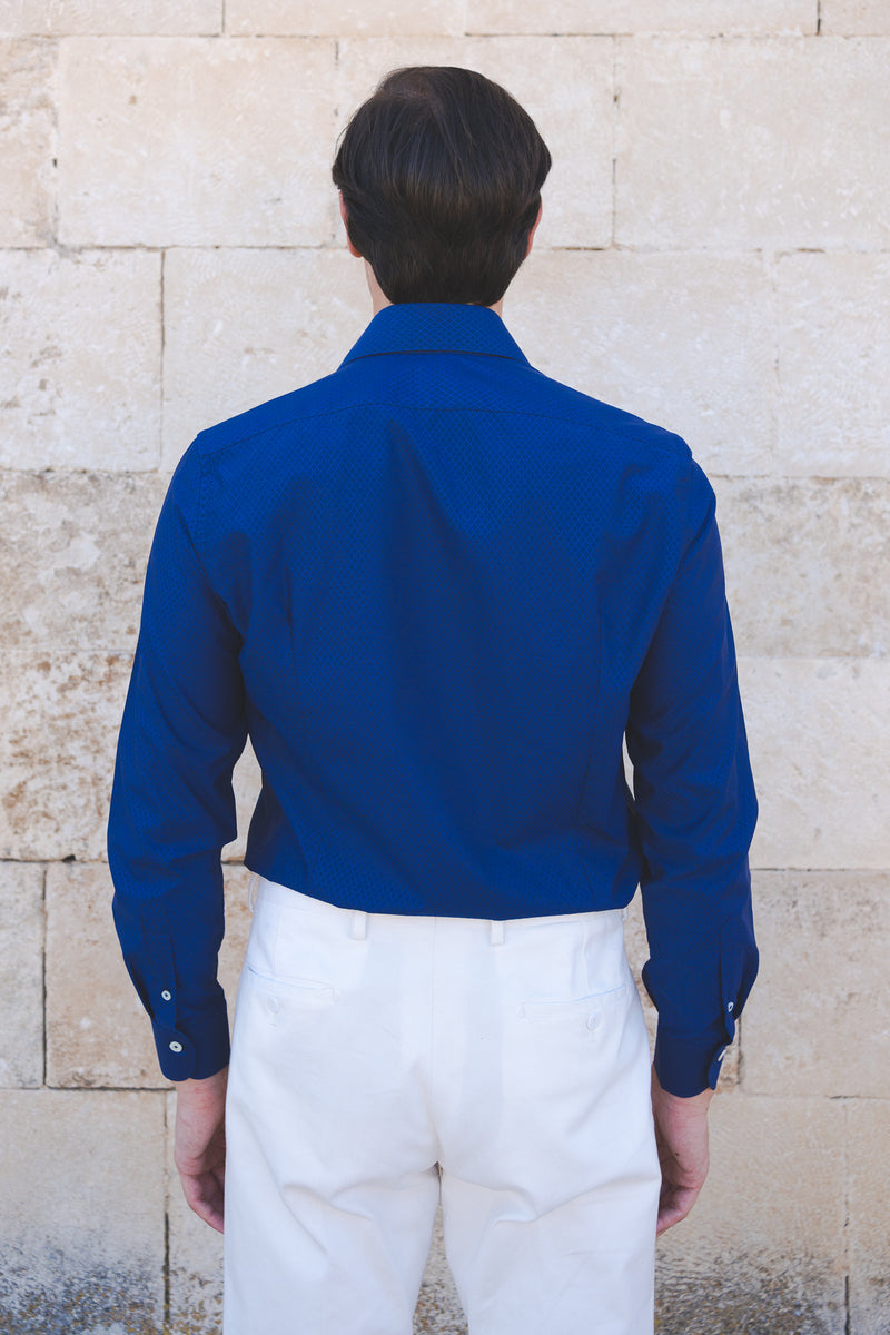 Dobby Shirt Blue Rhombs