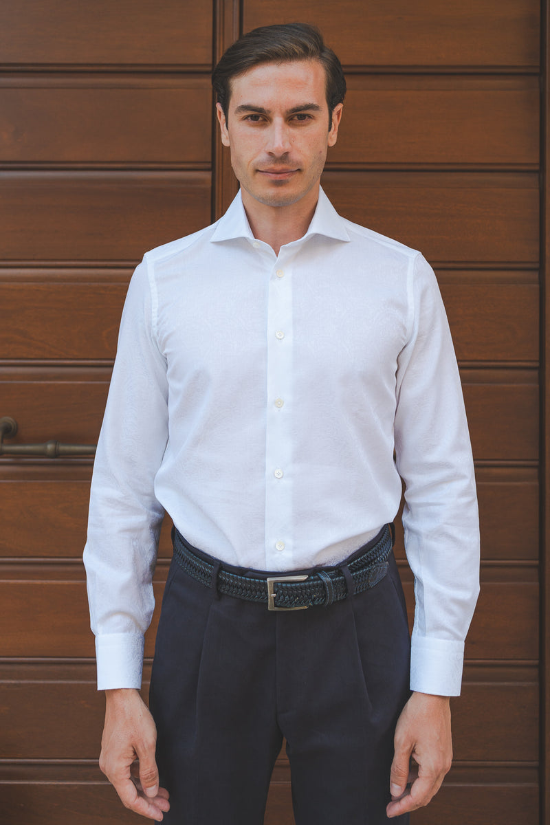 Dobby Shirt White Pasley