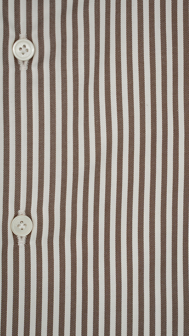 Camicia in twill a righe marrone