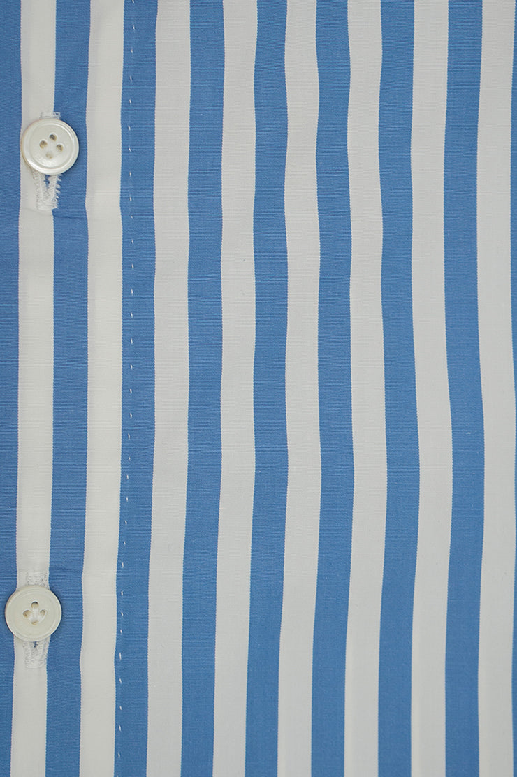Camicia Popeline con colletto bianco a righe azzurre