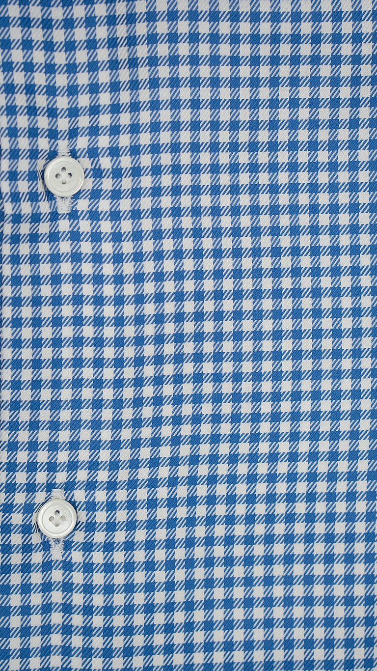 Easy Iron Check Twill Shirt Blue