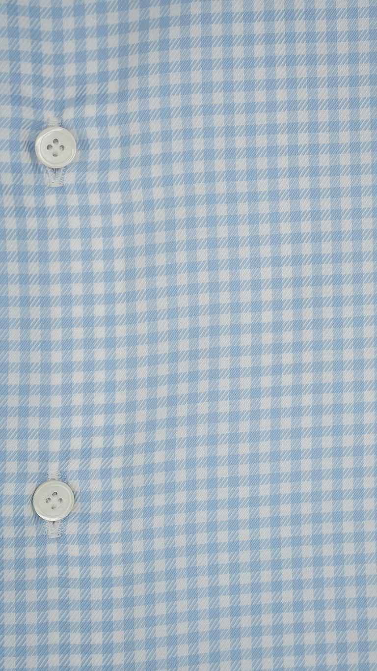 Easy Iron Check Twill Shirt Azure