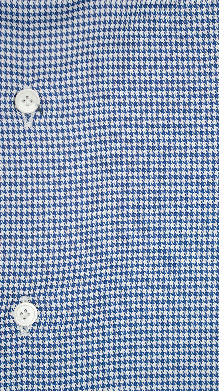 Easy Iron Pied-De-Poule Twill Shirt Blue