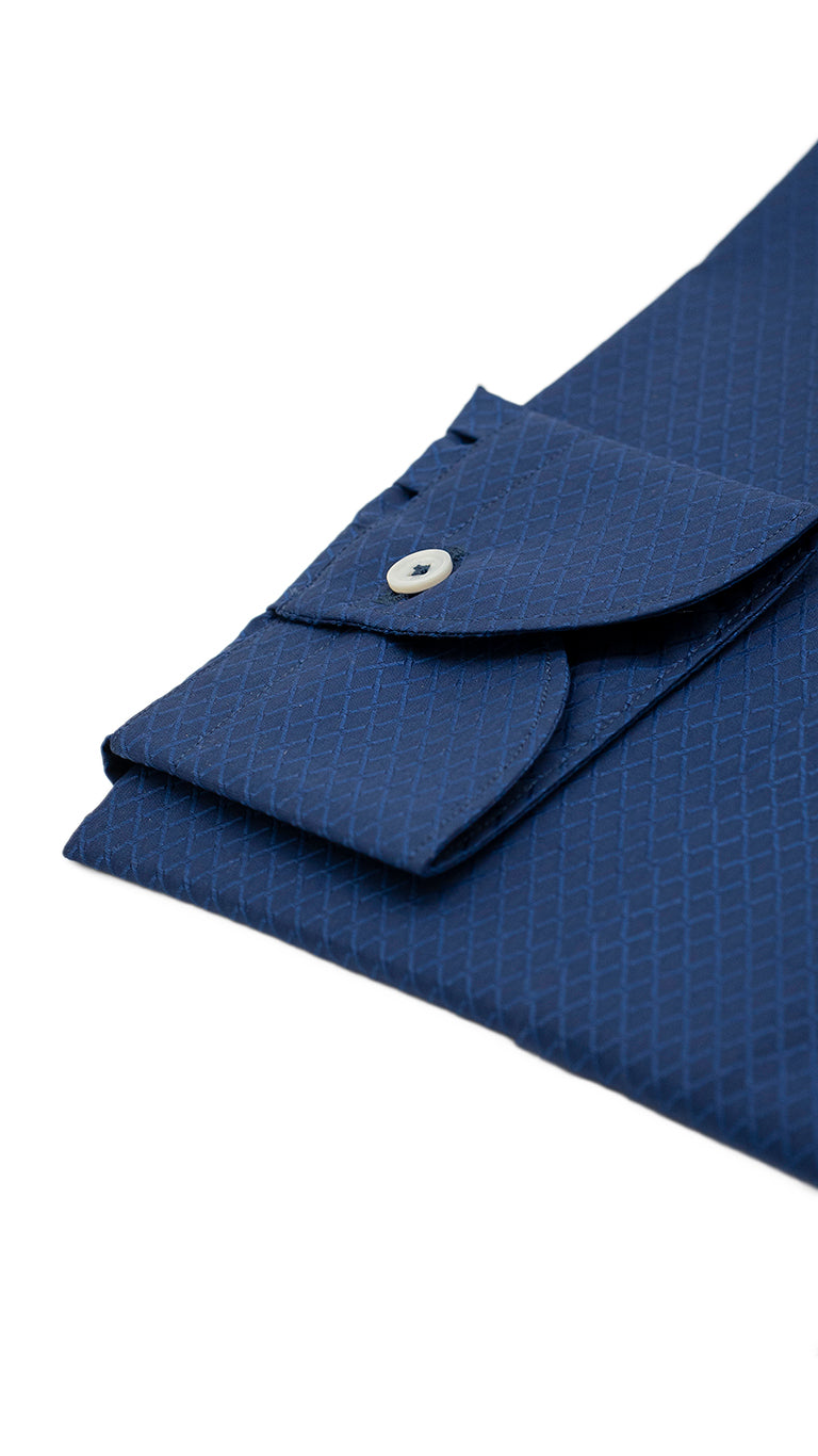 Dobby Shirt Blue Rhombs