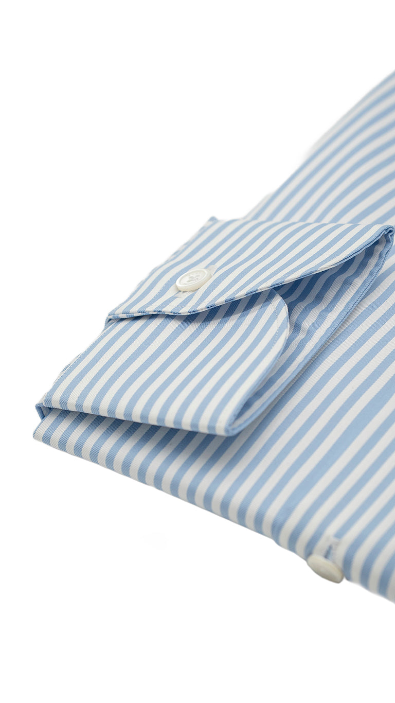 Camicia in twill a righe azzurre