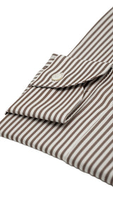 Camicia in twill a righe marrone
