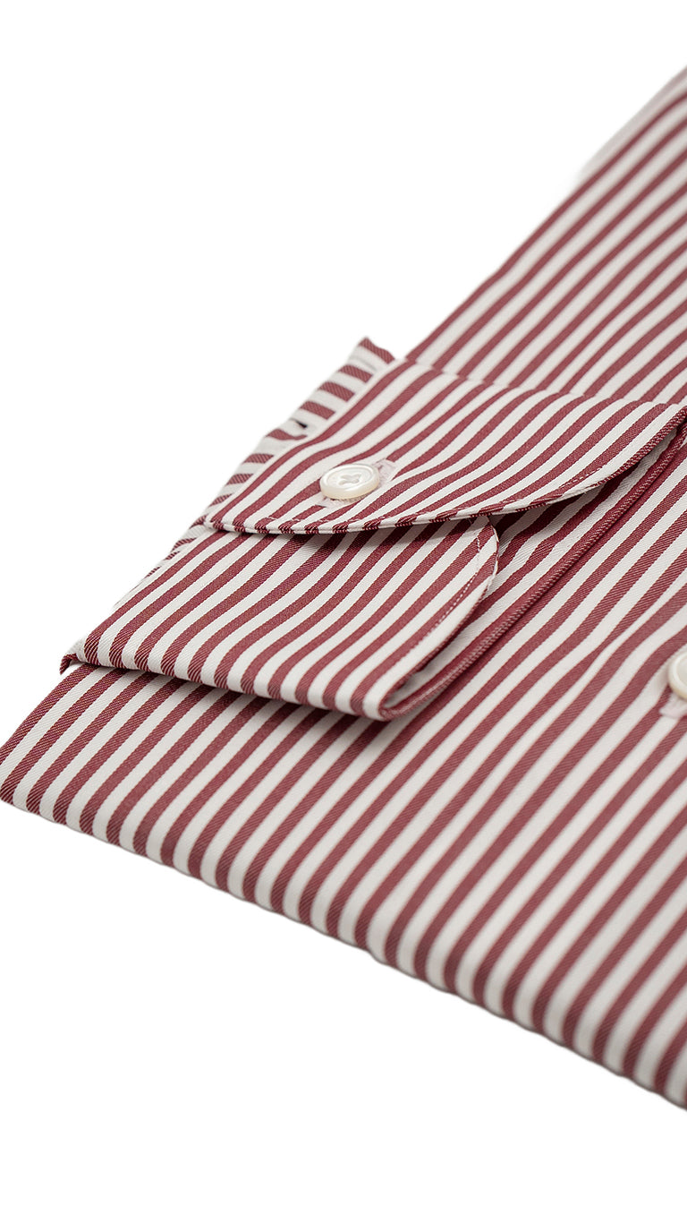 Camicia in twill a righe rosse