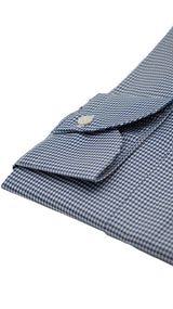 Easy Iron Pied-De-Poule Twill Shirt Blue