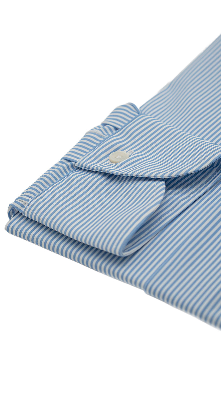 Striped Azure No Iron Techincal Fabrics Shirt