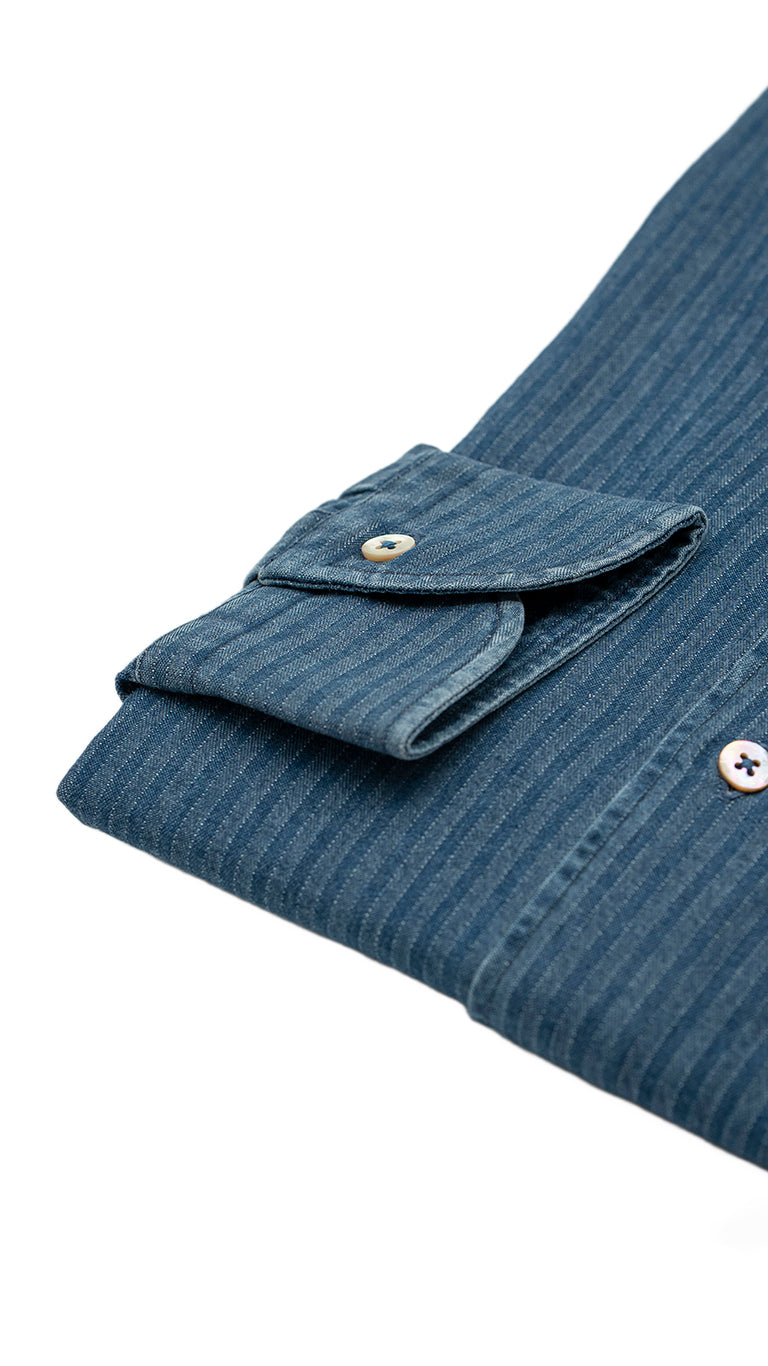 Embossed Denim Blue Shirt