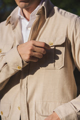 Camicia Safari Over in Flanella Beige