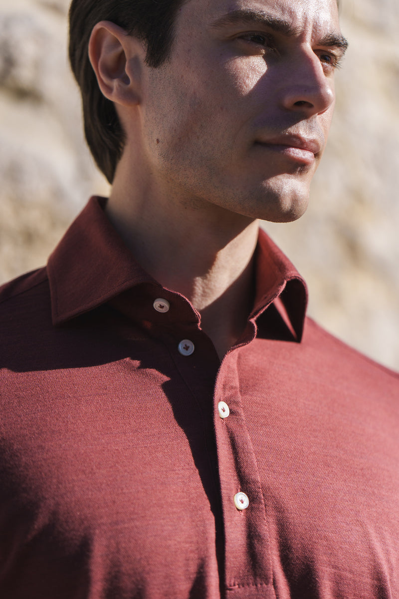burgundy polo dress shirt Men's Meru Washed Polo Shirt in Burgundy Size Medium