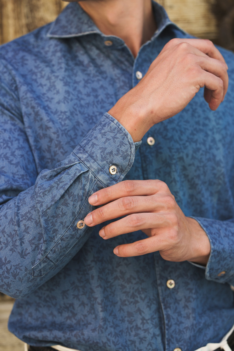 Damask Light Blue Denim Shirt