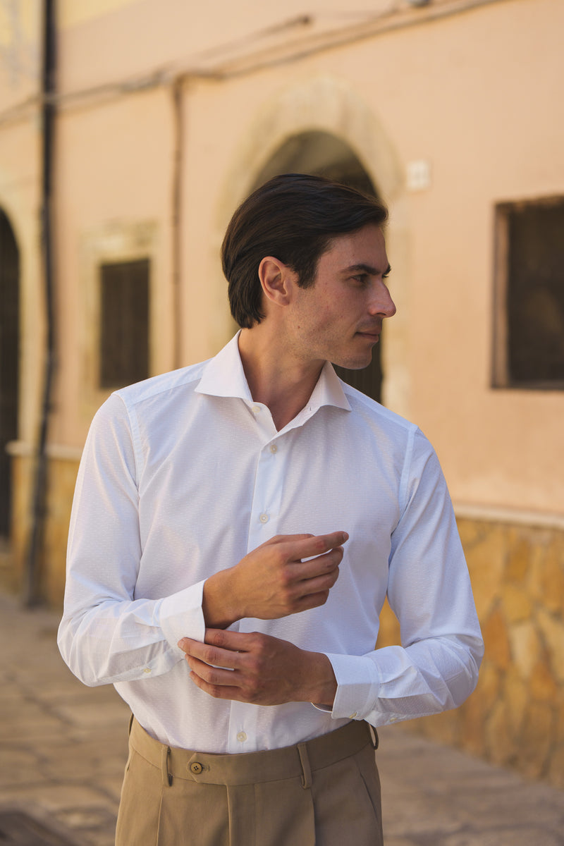 Dobby Shirt White Dots