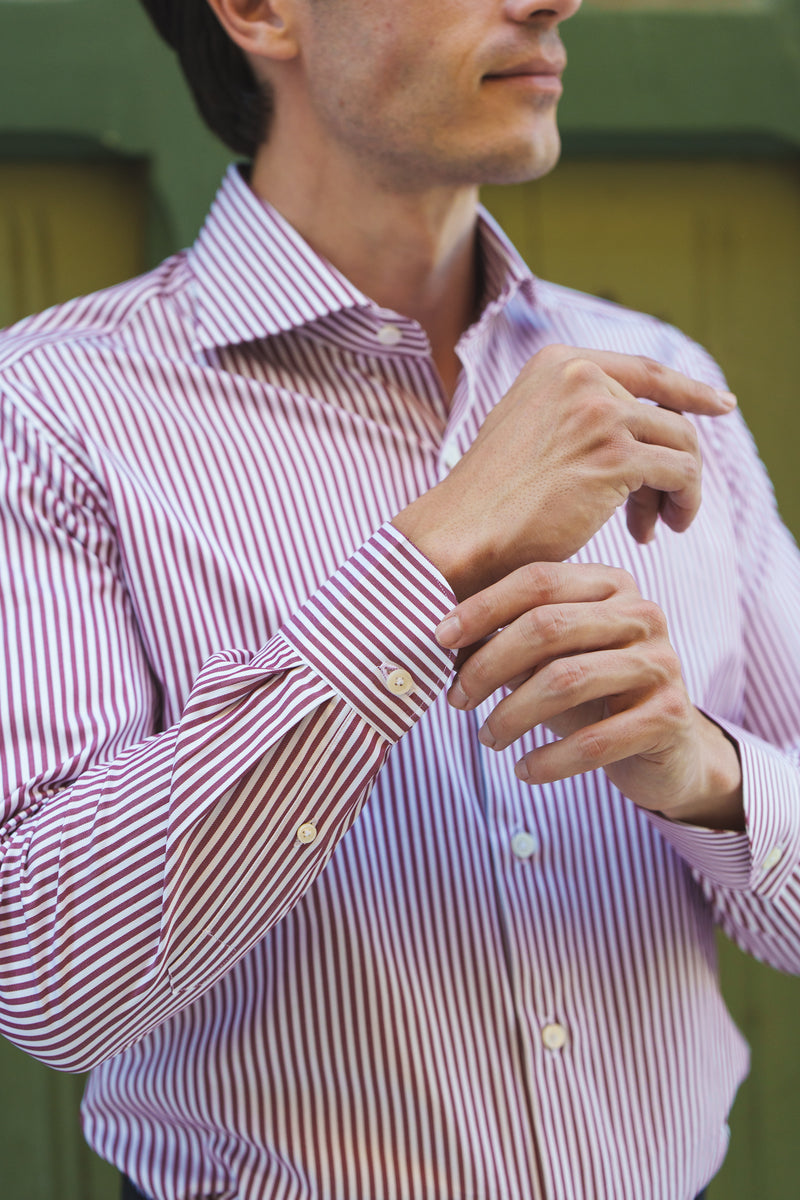 Striped Twill Shirt Red