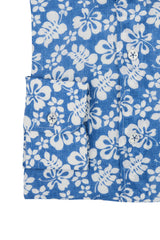 Blue Floral Print Linen Shirt