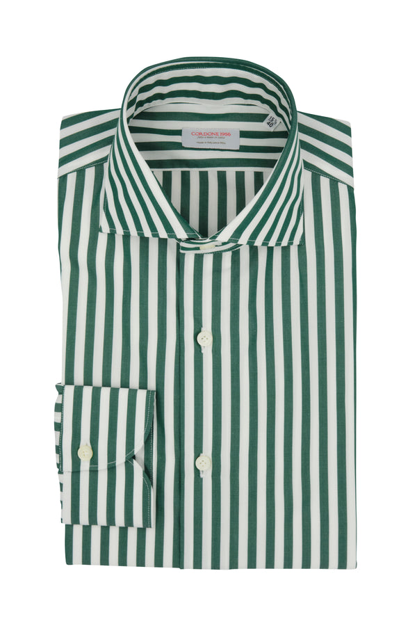 Striped Popeline Shirt Green