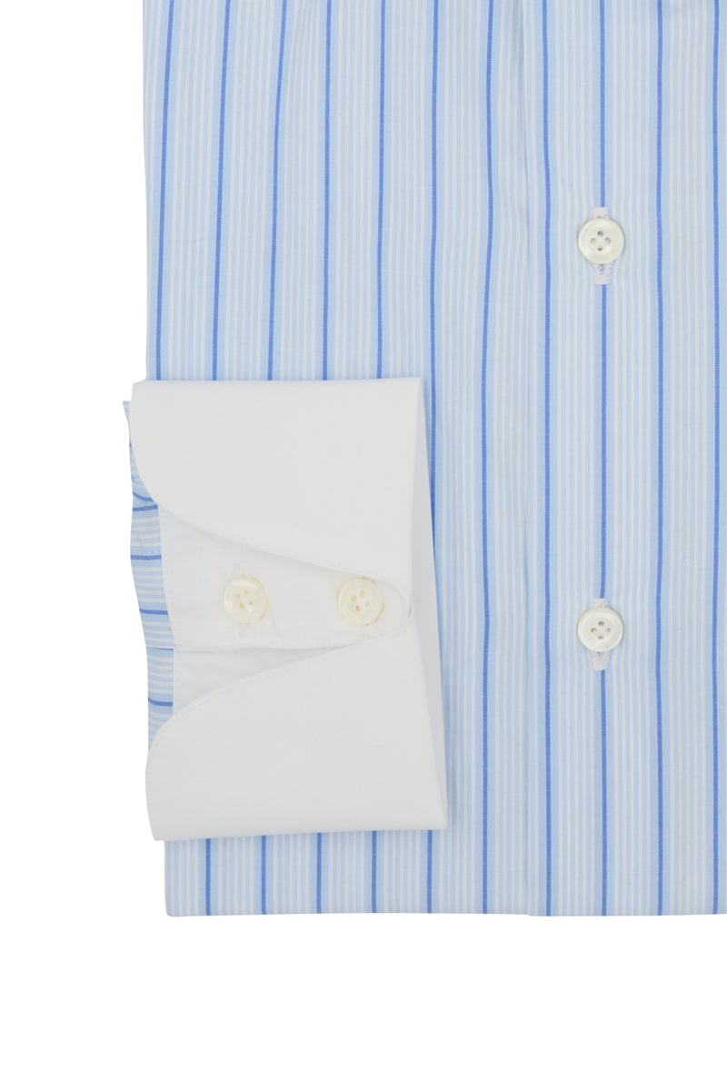 White Collar Striped Popeline Shirt