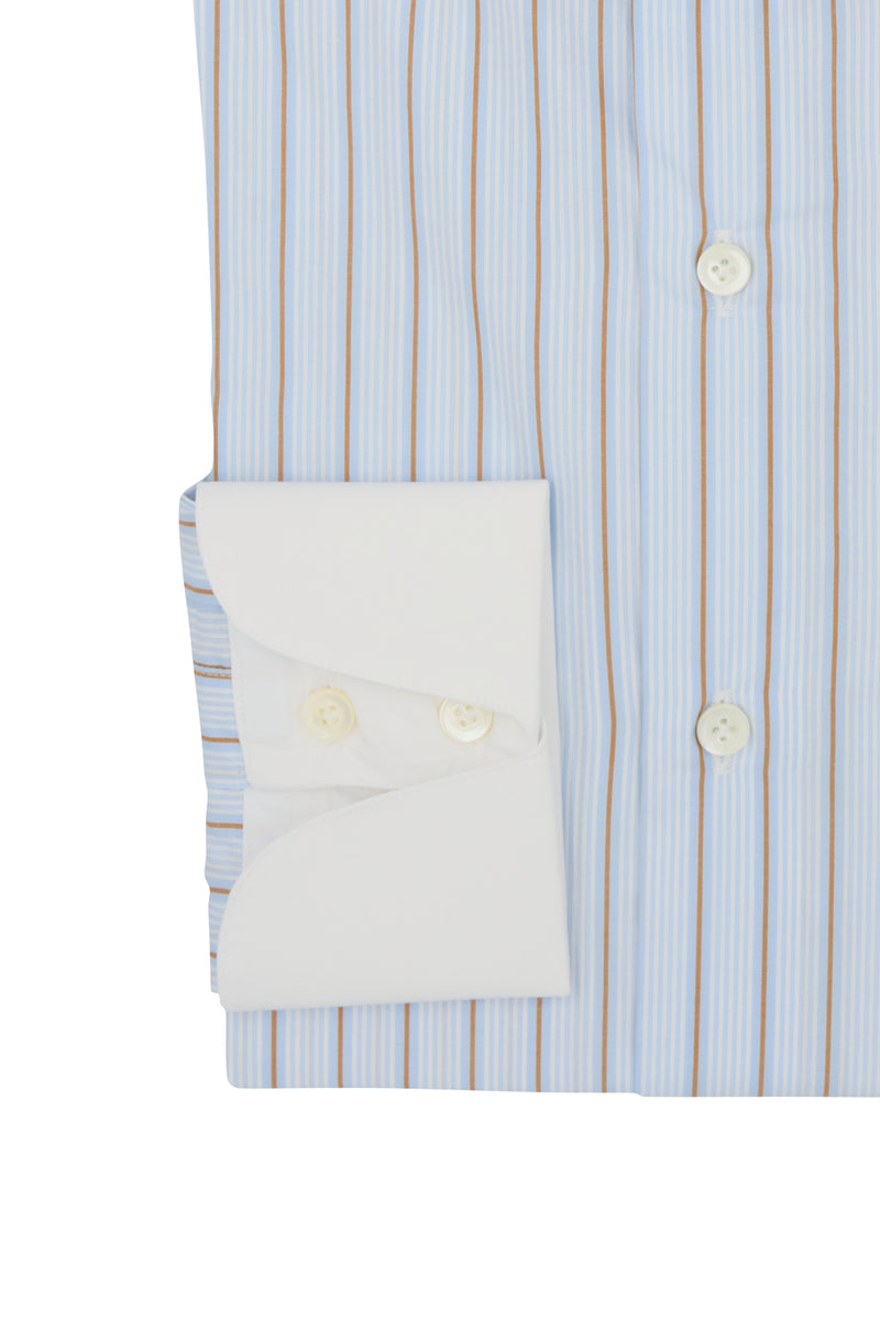 White Collar Striped Popeline Shirt