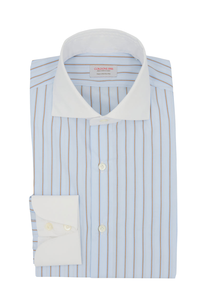 White Collar Striped Popeline Shirt