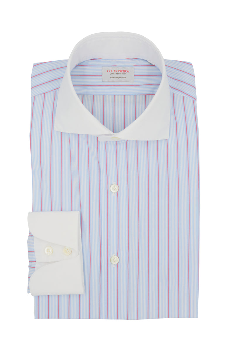 White Collar Striped Popeline Shirt