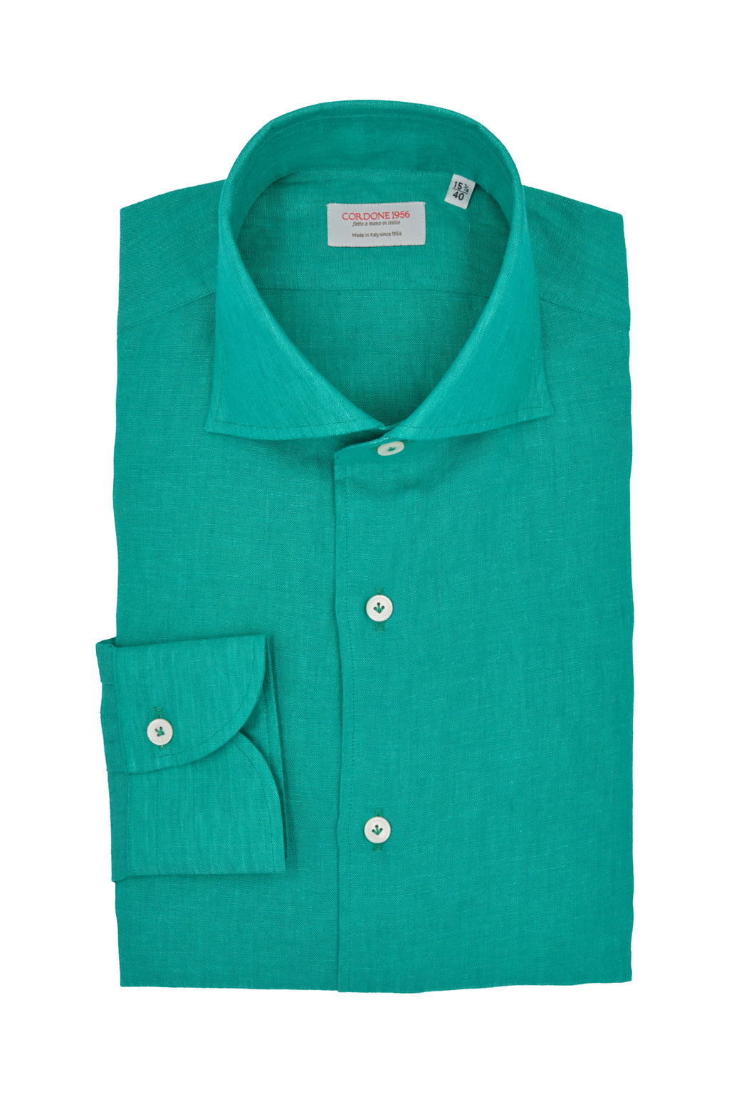Camicia Tinta Unita Lino Verde Acqua – CORDONE1956