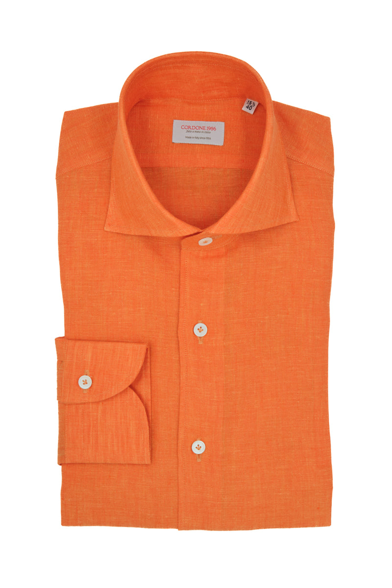 orange dress shirt Orange Linen Shirt Slim Fit / XXXL 48