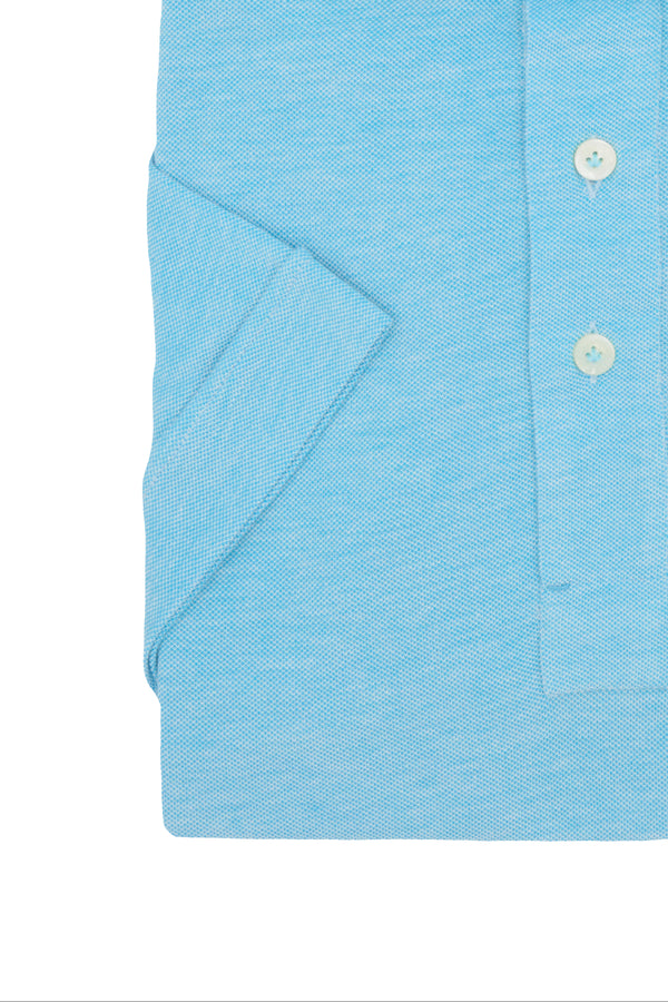 Azure Jersey Polo Shirt Handmade