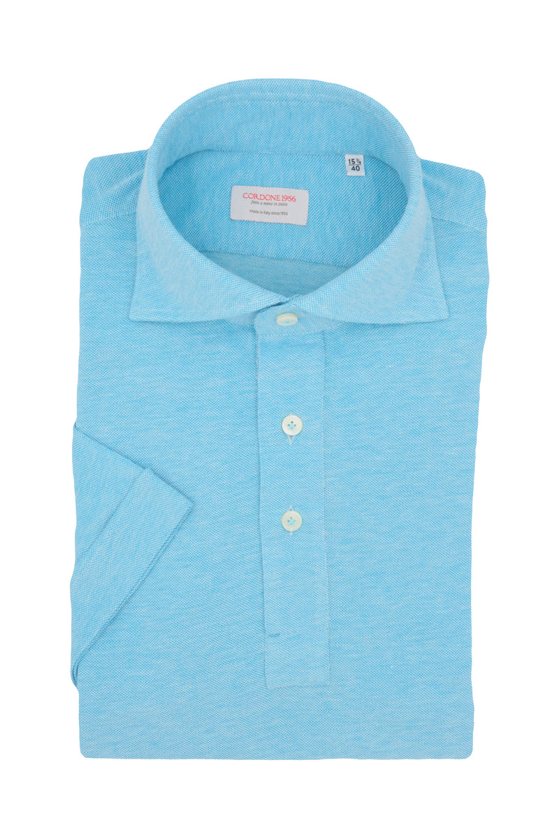 Azure Jersey Polo Shirt Handmade