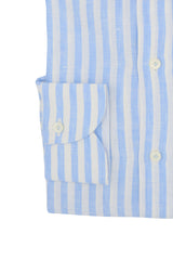 Camicia Righe Lino Blu