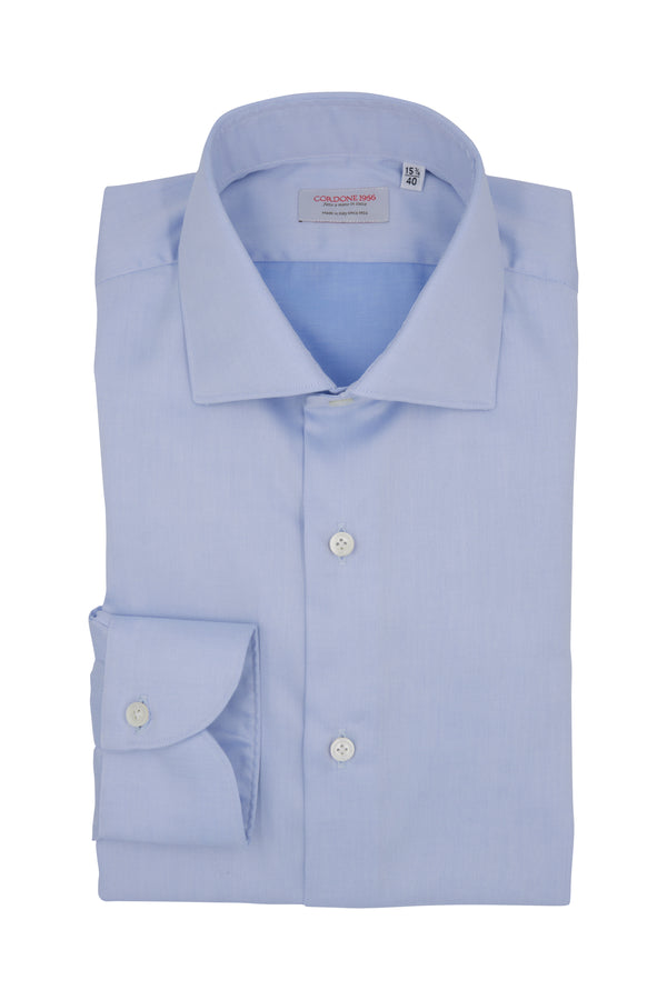 Camicia Tinta Unita Twill Azzurra 