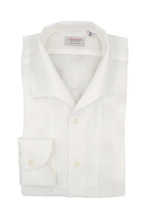 White Linen Capri Collar Shirt